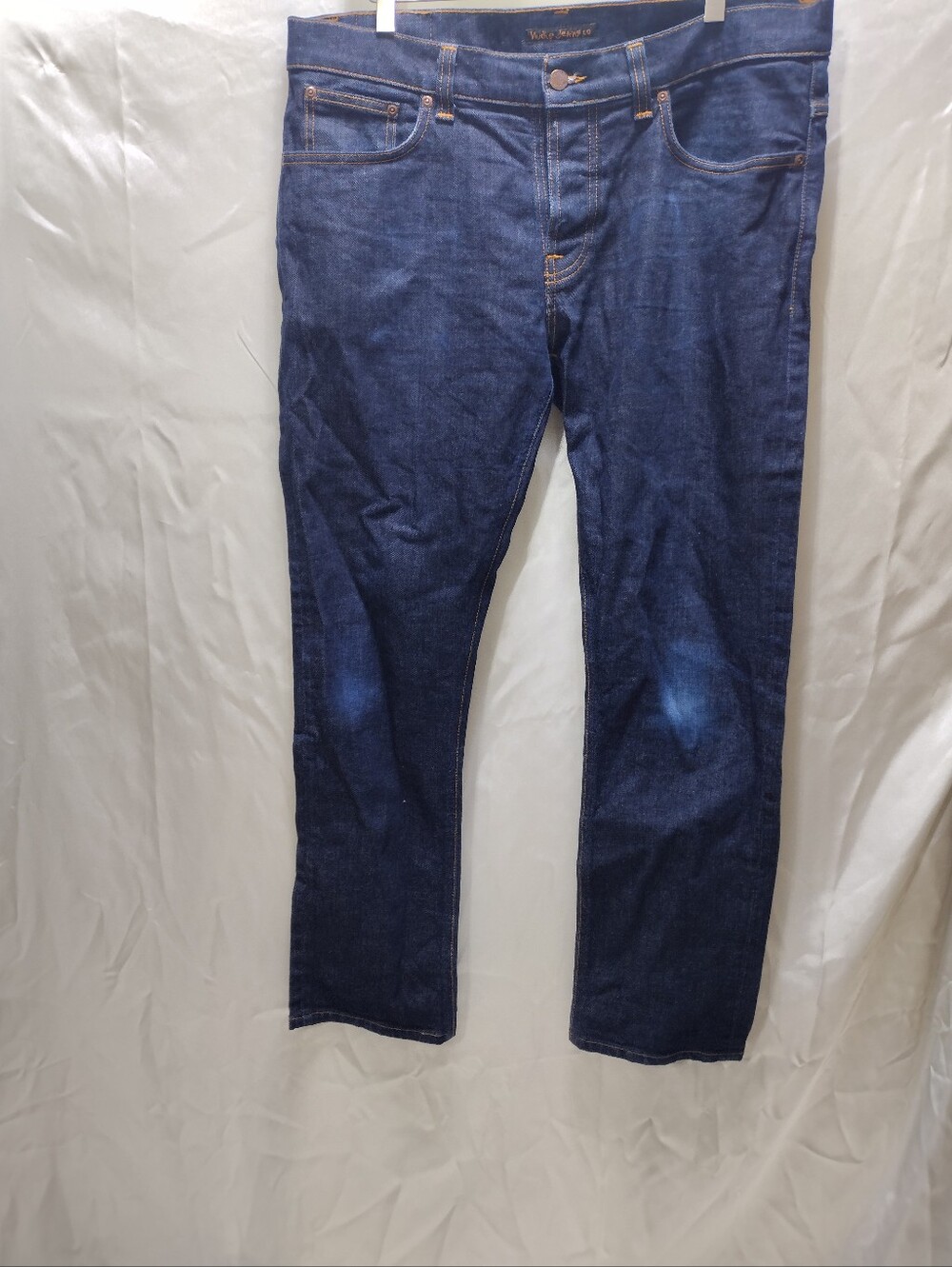 Nudie Jeans Grim Tim Mens's 38 x 34 Blue Denim Button Fly Inseam 31"